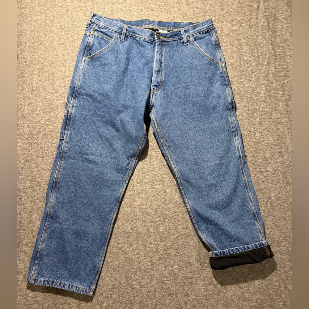 Key Flannel Fleece Lined Carpenter Jeans mens 40x30 blue work heavy durable